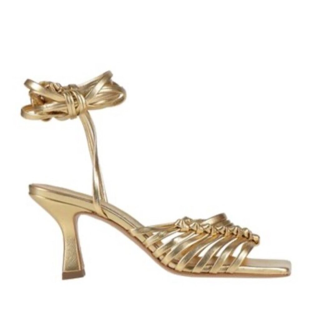 MARC ELLIS Woman Gold Sandals Soft Leather Wrap Strap Sz 36 Italy Made US Sz 6